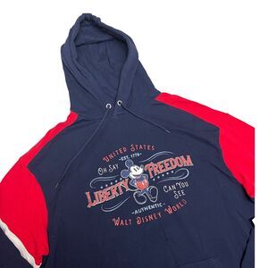 Disneyland Resort Hoodie Men’s L Blue Mickey Mouse American Liberty USA Vacation